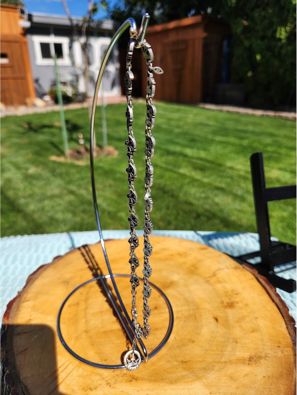 Vintage Silver Tone Chain Necklace with Anchor Charm